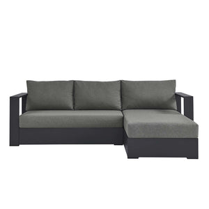 Modway Furniture Tahoe 2-Piece Outdoor Sectional Sofa Set - Durable Powder-Coated Aluminum for Stylish Lounging Gray Charcoal EEI-6669-GRY-CHA