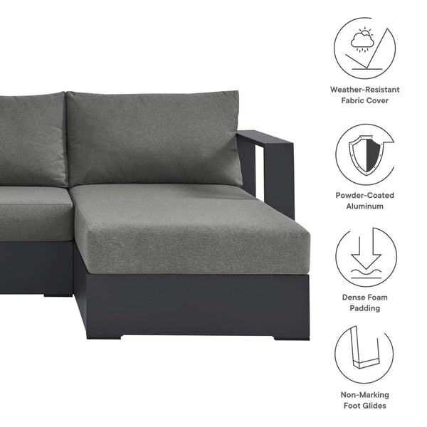 Modway Furniture Tahoe 2-Piece Outdoor Sectional Sofa Set - Durable Powder-Coated Aluminum for Stylish Lounging Gray Charcoal EEI-6669-GRY-CHA