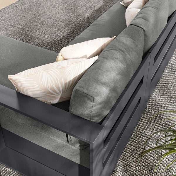 Modway Furniture Tahoe 2-Piece Outdoor Sectional Sofa Set - Durable Powder-Coated Aluminum for Stylish Lounging Gray Charcoal EEI-6669-GRY-CHA