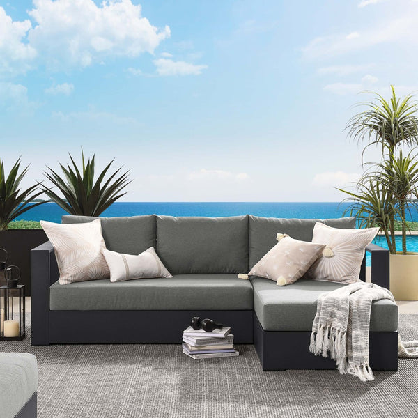 Modway Furniture Tahoe 2-Piece Outdoor Sectional Sofa Set - Durable Powder-Coated Aluminum for Stylish Lounging Gray Charcoal EEI-6669-GRY-CHA