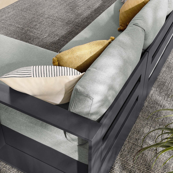 Modway Furniture Tahoe 2-Piece Outdoor Sectional Sofa Set - Durable Powder-Coated Aluminum for Stylish Lounging Gray Gray EEI-6669-GRY-GRY