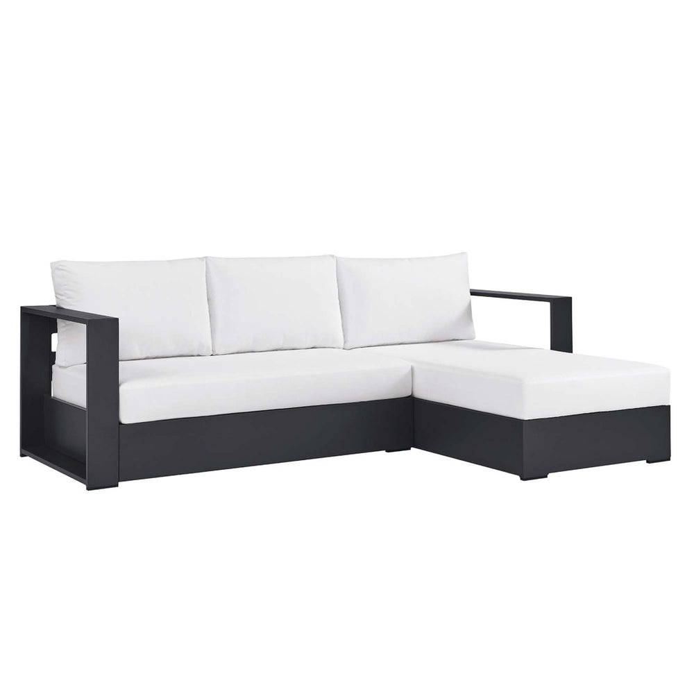 Modway Furniture Tahoe 2-Piece Outdoor Sectional Sofa Set - Durable Powder-Coated Aluminum for Stylish Lounging Gray White EEI-6669-GRY-WHI