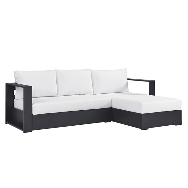 Modway Furniture Tahoe 2-Piece Outdoor Sectional Sofa Set - Durable Powder-Coated Aluminum for Stylish Lounging Gray White EEI-6669-GRY-WHI