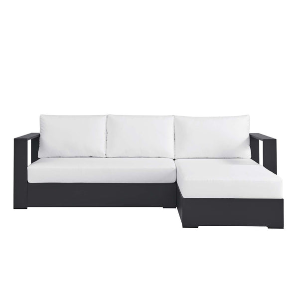 Modway Furniture Tahoe 2-Piece Outdoor Sectional Sofa Set - Durable Powder-Coated Aluminum for Stylish Lounging Gray White EEI-6669-GRY-WHI