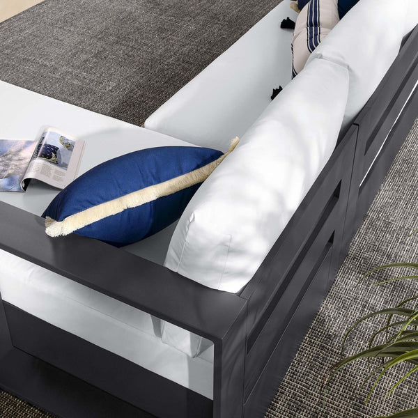 Modway Furniture Tahoe 2-Piece Outdoor Sectional Sofa Set - Durable Powder-Coated Aluminum for Stylish Lounging Gray White EEI-6669-GRY-WHI