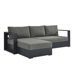 Modway Furniture Tahoe 2-Piece Outdoor Aluminum Sectional Sofa Set - Stylish, Durable, Modular Design for Relaxation Gray Charcoal EEI-6670-GRY-CHA