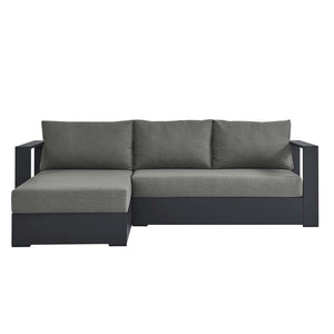 Modway Furniture Tahoe 2-Piece Outdoor Aluminum Sectional Sofa Set - Stylish, Durable, Modular Design for Relaxation Gray Charcoal EEI-6670-GRY-CHA