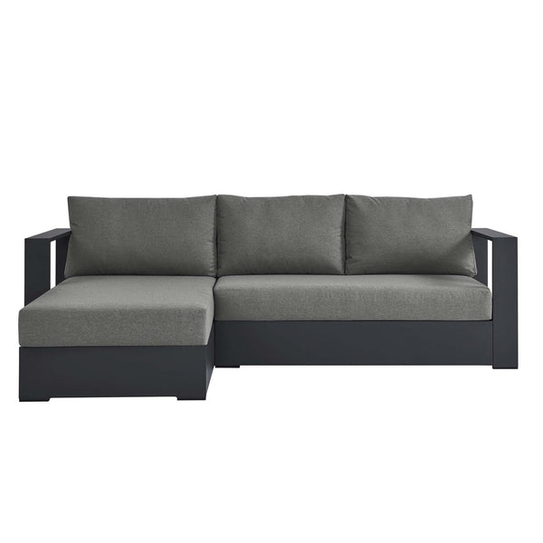 Modway Furniture Tahoe 2-Piece Outdoor Aluminum Sectional Sofa Set - Stylish, Durable, Modular Design for Relaxation Gray Charcoal EEI-6670-GRY-CHA