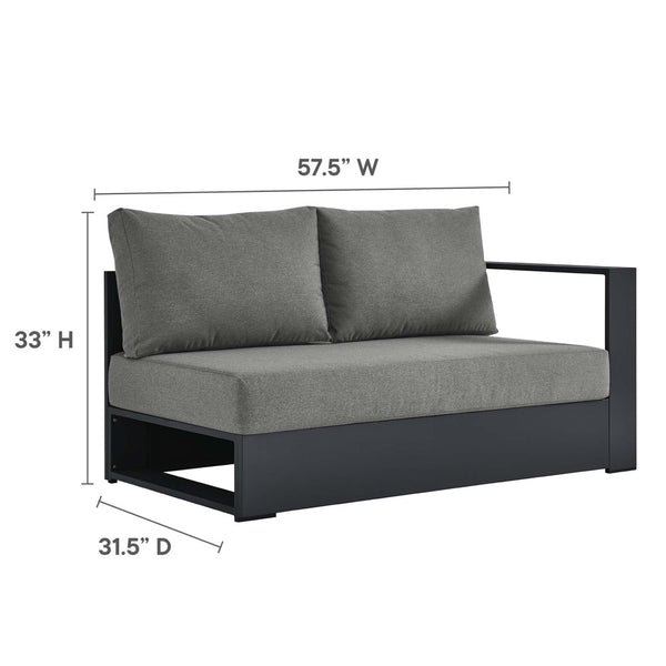 Modway Furniture Tahoe 2-Piece Outdoor Aluminum Sectional Sofa Set - Stylish, Durable, Modular Design for Relaxation Gray Charcoal EEI-6670-GRY-CHA