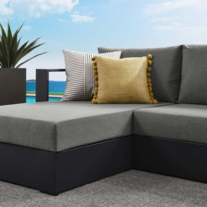 Modway Furniture Tahoe 2-Piece Outdoor Aluminum Sectional Sofa Set - Stylish, Durable, Modular Design for Relaxation Gray Charcoal EEI-6670-GRY-CHA