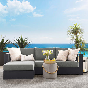 Modway Furniture Tahoe 2-Piece Outdoor Aluminum Sectional Sofa Set - Stylish, Durable, Modular Design for Relaxation Gray Charcoal EEI-6670-GRY-CHA