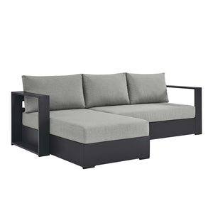 Modway Furniture Tahoe 2-Piece Outdoor Aluminum Sectional Sofa Set - Stylish, Durable, Modular Design for Relaxation Gray Gray EEI-6670-GRY-GRY