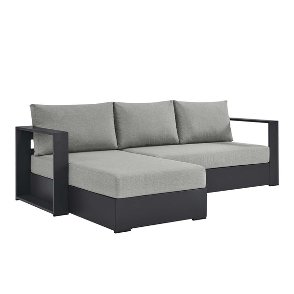 Modway Furniture Tahoe 2-Piece Outdoor Aluminum Sectional Sofa Set - Stylish, Durable, Modular Design for Relaxation Gray Gray EEI-6670-GRY-GRY