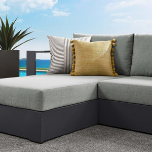 Modway Furniture Tahoe 2-Piece Outdoor Aluminum Sectional Sofa Set - Stylish, Durable, Modular Design for Relaxation Gray Gray EEI-6670-GRY-GRY