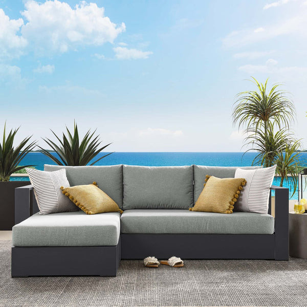 Modway Furniture Tahoe 2-Piece Outdoor Aluminum Sectional Sofa Set - Stylish, Durable, Modular Design for Relaxation Gray Gray EEI-6670-GRY-GRY