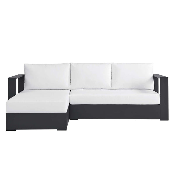 Modway Furniture Tahoe 2-Piece Outdoor Aluminum Sectional Sofa Set - Stylish, Durable, Modular Design for Relaxation Gray White EEI-6670-GRY-WHI