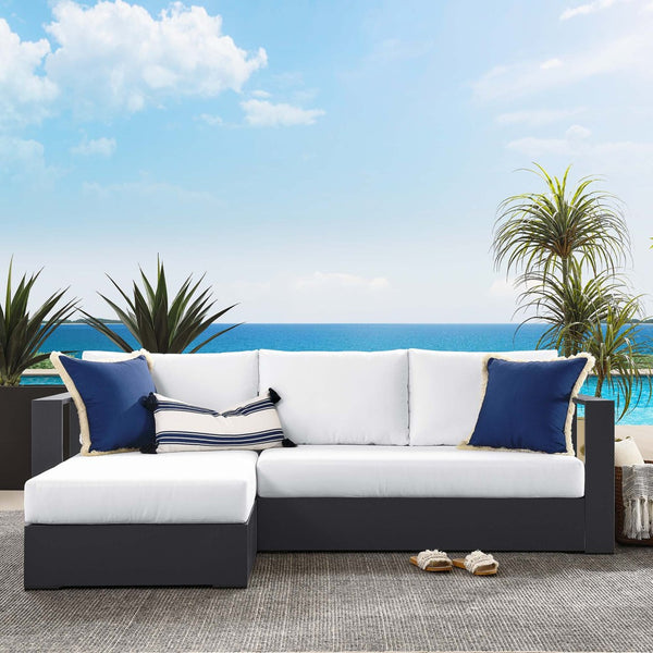 Modway Furniture Tahoe 2-Piece Outdoor Aluminum Sectional Sofa Set - Stylish, Durable, Modular Design for Relaxation Gray White EEI-6670-GRY-WHI