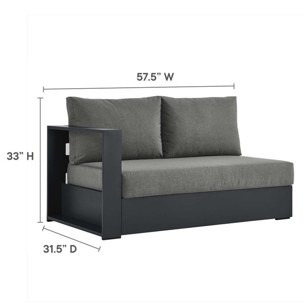 Modway Furniture Tahoe 3-Piece Outdoor Patio Sectional Sofa Set - Durable Powder-Coated Aluminum for Modern Comfort Gray Charcoal EEI-6671-GRY-CHA