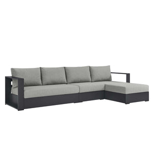 Modway Furniture Tahoe 3-Piece Outdoor Patio Sectional Sofa Set - Durable Powder-Coated Aluminum for Modern Comfort Gray Gray EEI-6671-GRY-GRY