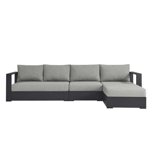 Modway Furniture Tahoe 3-Piece Outdoor Patio Sectional Sofa Set - Durable Powder-Coated Aluminum for Modern Comfort Gray Gray EEI-6671-GRY-GRY