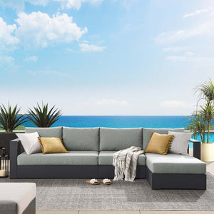 Modway Furniture Tahoe 3-Piece Outdoor Patio Sectional Sofa Set - Durable Powder-Coated Aluminum for Modern Comfort Gray Gray EEI-6671-GRY-GRY