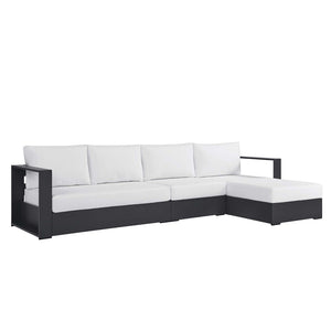 Modway Furniture Tahoe 3-Piece Outdoor Patio Sectional Sofa Set - Durable Powder-Coated Aluminum for Modern Comfort Gray White EEI-6671-GRY-WHI