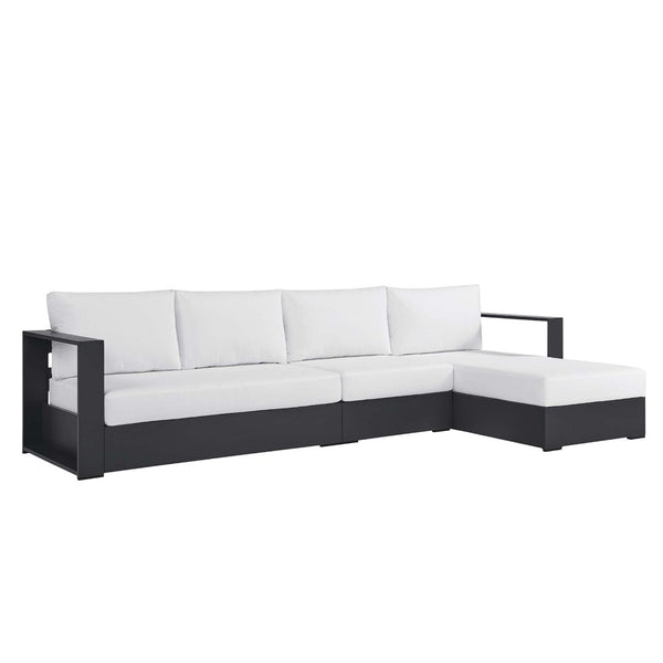 Modway Furniture Tahoe 3-Piece Outdoor Patio Sectional Sofa Set - Durable Powder-Coated Aluminum for Modern Comfort Gray White EEI-6671-GRY-WHI