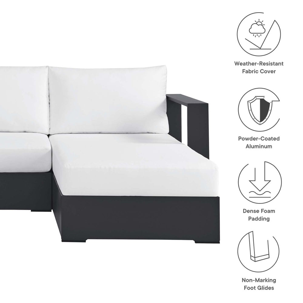 Modway Furniture Tahoe 3-Piece Outdoor Patio Sectional Sofa Set - Durable Powder-Coated Aluminum for Modern Comfort Gray White EEI-6671-GRY-WHI