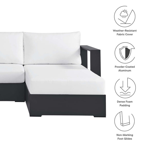 Modway Furniture Tahoe 3-Piece Outdoor Patio Sectional Sofa Set - Durable Powder-Coated Aluminum for Modern Comfort Gray White EEI-6671-GRY-WHI