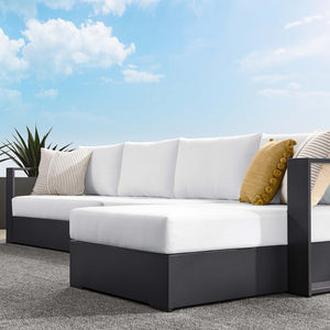 Modway Furniture Tahoe 3-Piece Outdoor Patio Sectional Sofa Set - Durable Powder-Coated Aluminum for Modern Comfort Gray White EEI-6671-GRY-WHI