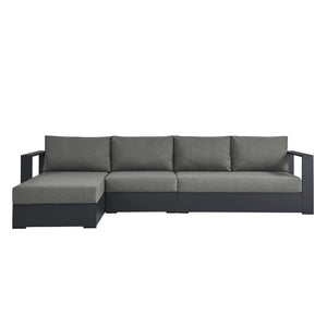 Modway Furniture Tahoe 3-Piece Outdoor Aluminum Chaise Sectional Sofa Set - Modern Comfort for Patios & Decks Gray Charcoal EEI-6672-GRY-CHA