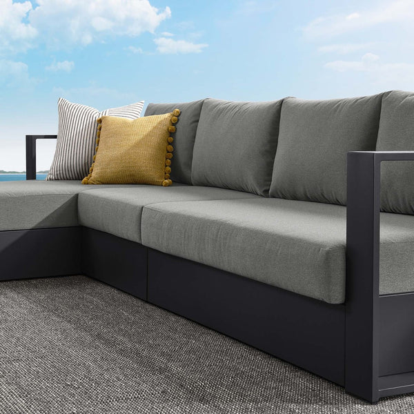 Modway Furniture Tahoe 3-Piece Outdoor Aluminum Chaise Sectional Sofa Set - Modern Comfort for Patios & Decks Gray Charcoal EEI-6672-GRY-CHA