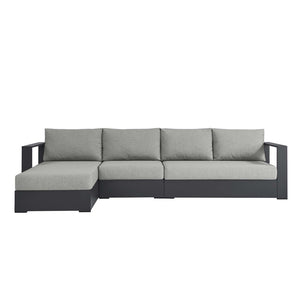 Modway Furniture Tahoe 3-Piece Outdoor Aluminum Chaise Sectional Sofa Set - Modern Comfort for Patios & Decks Gray Gray EEI-6672-GRY-GRY