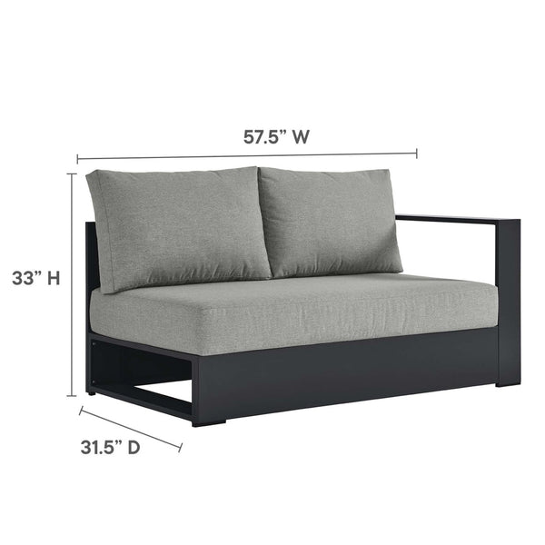 Modway Furniture Tahoe 3-Piece Outdoor Aluminum Chaise Sectional Sofa Set - Modern Comfort for Patios & Decks Gray Gray EEI-6672-GRY-GRY