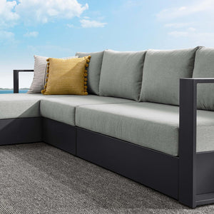 Modway Furniture Tahoe 3-Piece Outdoor Aluminum Chaise Sectional Sofa Set - Modern Comfort for Patios & Decks Gray Gray EEI-6672-GRY-GRY