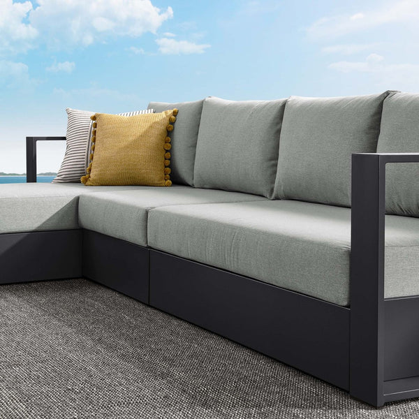 Modway Furniture Tahoe 3-Piece Outdoor Aluminum Chaise Sectional Sofa Set - Modern Comfort for Patios & Decks Gray Gray EEI-6672-GRY-GRY