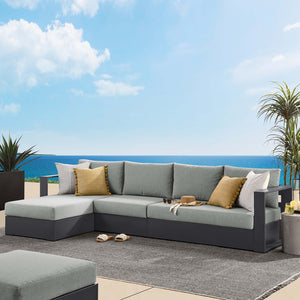 Modway Furniture Tahoe 3-Piece Outdoor Aluminum Chaise Sectional Sofa Set - Modern Comfort for Patios & Decks Gray Gray EEI-6672-GRY-GRY