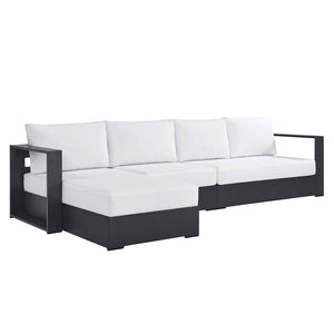 Modway Furniture Tahoe 3-Piece Outdoor Aluminum Chaise Sectional Sofa Set - Modern Comfort for Patios & Decks Gray White EEI-6672-GRY-WHI