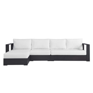 Modway Furniture Tahoe 3-Piece Outdoor Aluminum Chaise Sectional Sofa Set - Modern Comfort for Patios & Decks Gray White EEI-6672-GRY-WHI