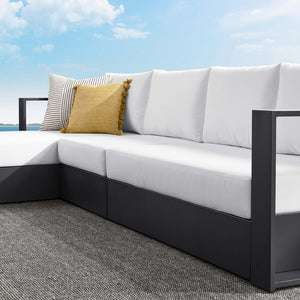 Modway Furniture Tahoe 3-Piece Outdoor Aluminum Chaise Sectional Sofa Set - Modern Comfort for Patios & Decks Gray White EEI-6672-GRY-WHI