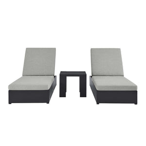 Modway Furniture Tahoe 3-Piece Outdoor Chaise Lounge Set with Adjustable Reclining, Durable Aluminum and Side Table Gray Gray EEI-6673-GRY-GRY