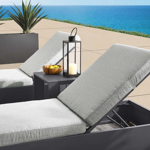 Modway Furniture Tahoe 3-Piece Outdoor Chaise Lounge Set with Adjustable Reclining, Durable Aluminum and Side Table Gray Gray EEI-6673-GRY-GRY