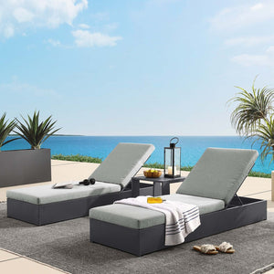 Modway Furniture Tahoe 3-Piece Outdoor Chaise Lounge Set with Adjustable Reclining, Durable Aluminum and Side Table Gray Gray EEI-6673-GRY-GRY