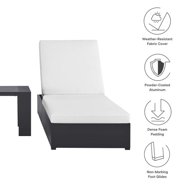 Modway Furniture Tahoe 3-Piece Outdoor Chaise Lounge Set with Adjustable Reclining, Durable Aluminum and Side Table Gray White EEI-6673-GRY-WHI