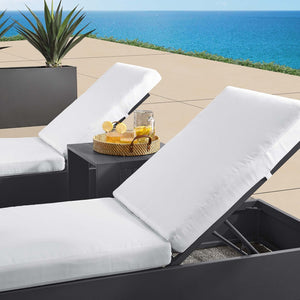 Modway Furniture Tahoe 3-Piece Outdoor Chaise Lounge Set with Adjustable Reclining, Durable Aluminum and Side Table Gray White EEI-6673-GRY-WHI