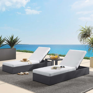 Modway Furniture Tahoe 3-Piece Outdoor Chaise Lounge Set with Adjustable Reclining, Durable Aluminum and Side Table Gray White EEI-6673-GRY-WHI
