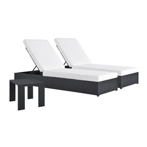 Modway Furniture Tahoe 3-Piece Outdoor Chaise Lounge Set with Adjustable Reclining, Durable Aluminum and Side Table Gray White EEI-6673-GRY-WHI