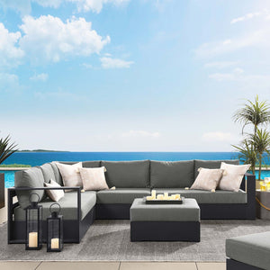Modway Furniture Tahoe 5-Piece Outdoor Aluminum Sectional Sofa Set - Weather-Resistant, Modular Design for Comfort Gray Charcoal EEI-6674-GRY-CHA
