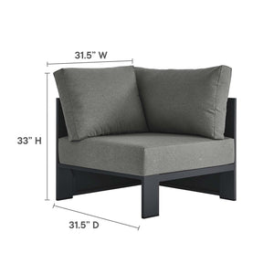 Modway Furniture Tahoe 5-Piece Outdoor Aluminum Sectional Sofa Set - Weather-Resistant, Modular Design for Comfort Gray Charcoal EEI-6674-GRY-CHA