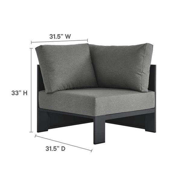 Modway Furniture Tahoe 5-Piece Outdoor Aluminum Sectional Sofa Set - Weather-Resistant, Modular Design for Comfort Gray Charcoal EEI-6674-GRY-CHA